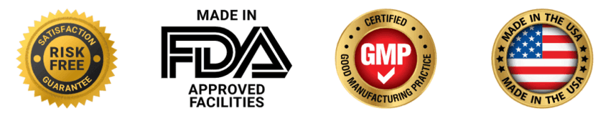 Oradentum Certification Badges – GMP, FDA Approved, Non-GMO, Made in USA, Natural Ingredients