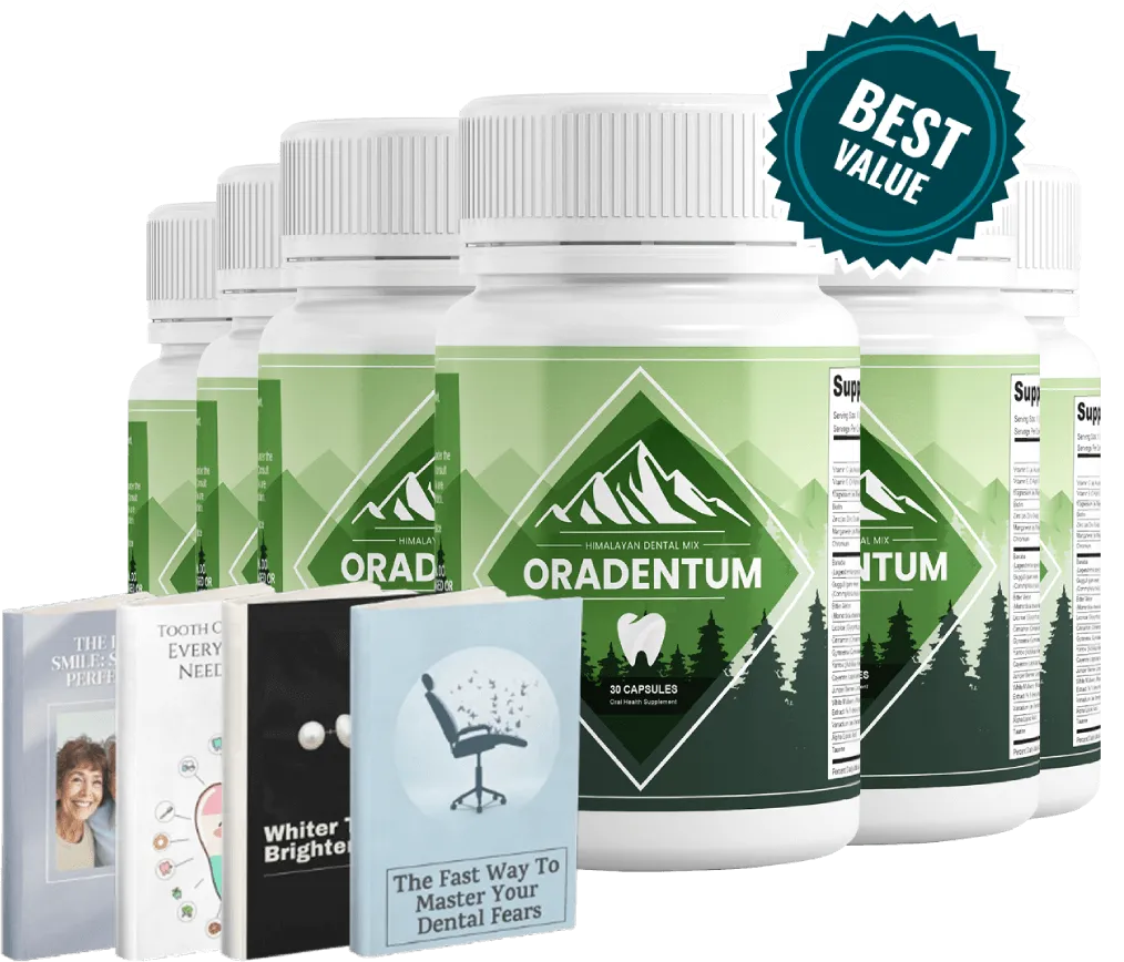 6 bottles of Oradentum supplement for long-term oral health support